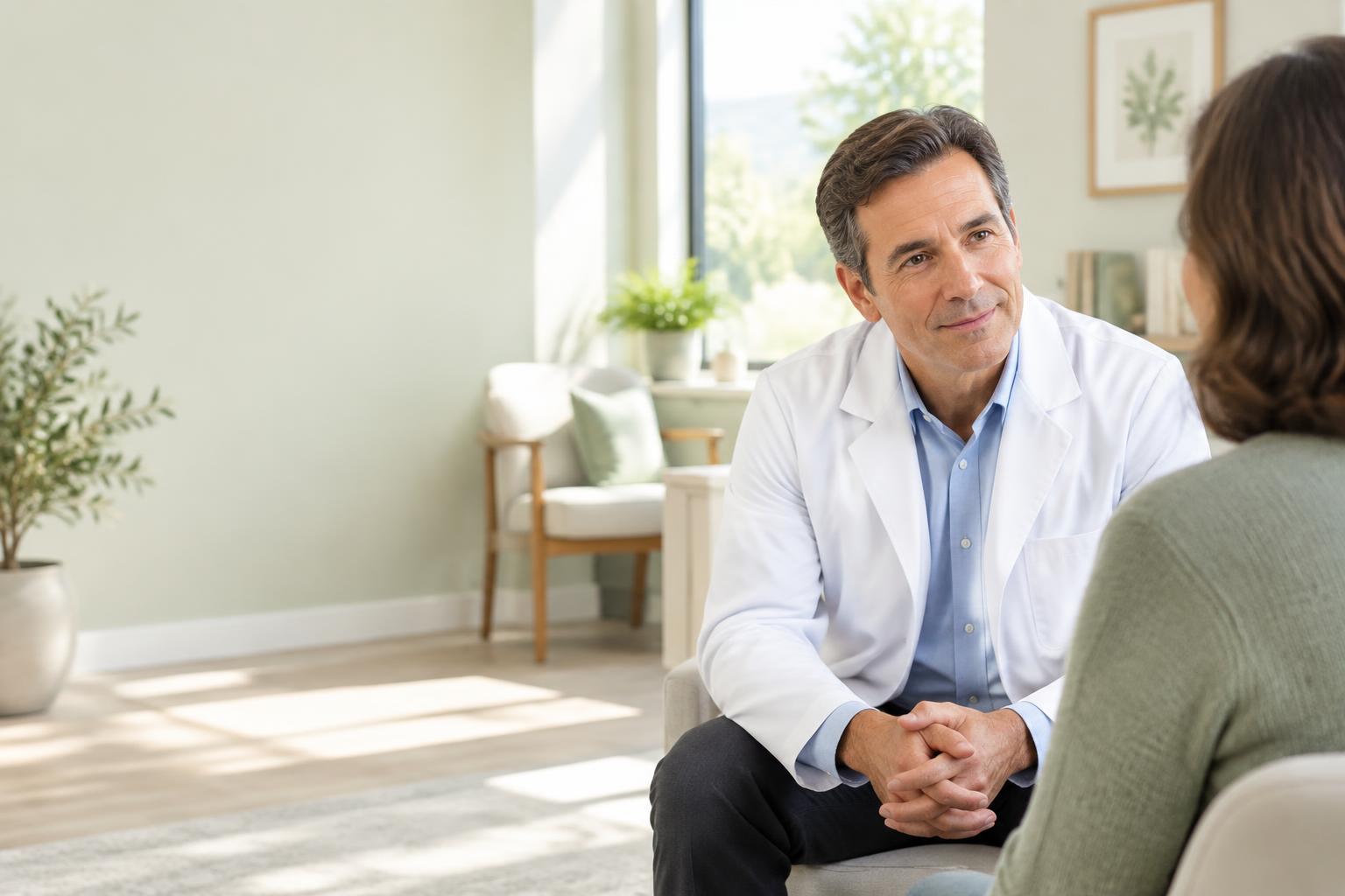 Dr. Joseph Walters listening to a patient